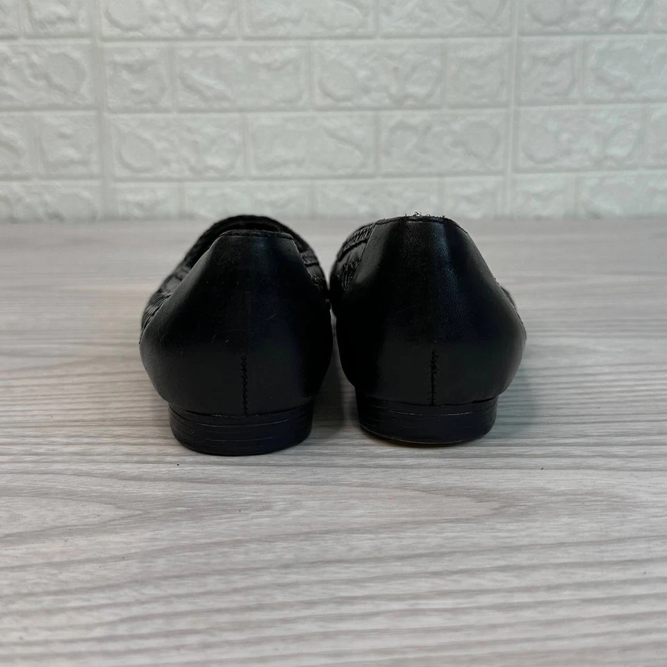 Zapato de vestir sin cordones de cuero tejido negro de colección Gloria Vanderbilt Ballet Flats EE. UU. 6,5 Foto 2 de 4