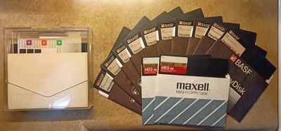 10 Pack BASF 5.25'' 2S/2D Floppy Disks Hard Case Vintage Computer Lot Set 