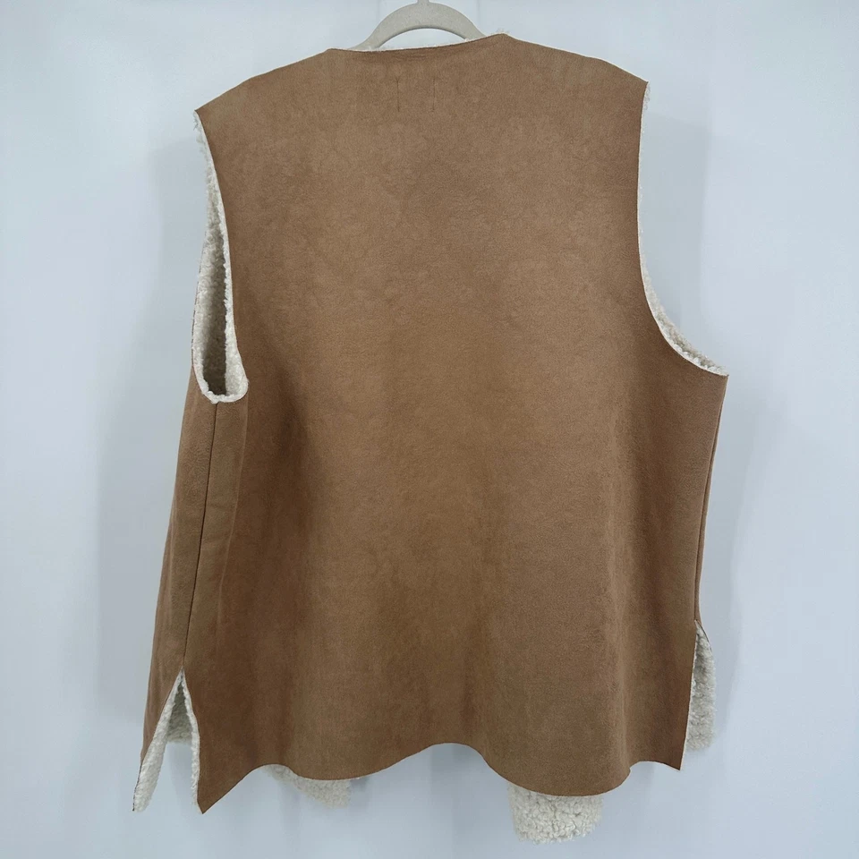 Chaleco Sherpa Mujer Imitación Gamuza Talla 2X Western Cottagecore Boho Capa Acogedora Foto 2 de 4