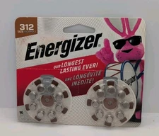 Energizer Size 312 Hearing Aid Batteries 16 Count AZ312DP-16 Exp 2027