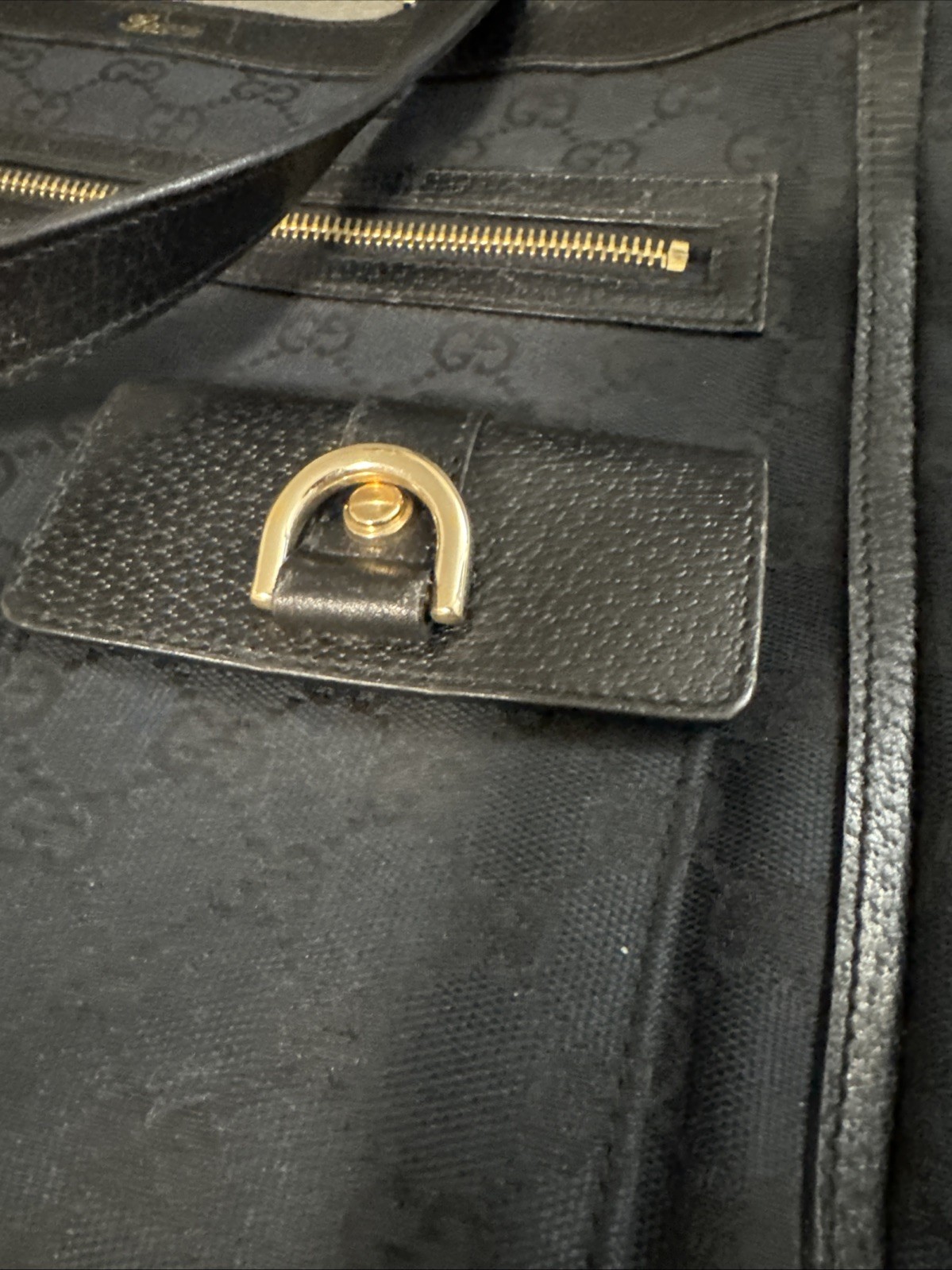 Gucci GG Canvas Abbey Pocket Tote Leather Black Shoulder Bag Authentic Pre-owned thumbnail 18