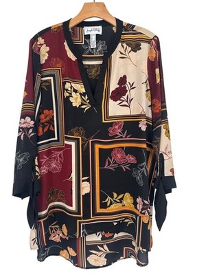 Joseph Ribkoff Floral Geometric Tunic Top  Multicolor Womens  size large