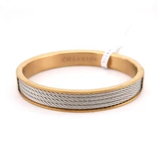 NEW Philippe Charriol Forever Bangle Silver Rose Gold Steel Bracelet Large