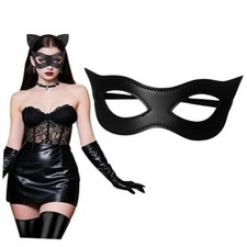 Soochat Women's Cat Mask Black Leather Cat Mask Masquerade Cosplay Halloween