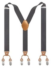 Cedriany Men  s Suspender 6 Clips Y-Shaped Heavy Duty With 1.4 Inch Dark Grey