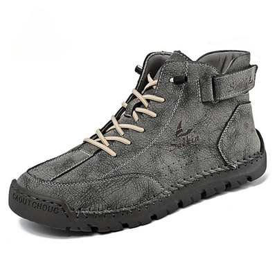  Handmade Leather Men's Casual Shoes Sneakers Comfortable Breathable Ankle Boots