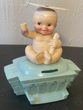 Vintage Baby Diaper University Plastic Thrift Hall Savings Bank Blue