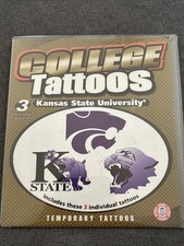 KANSAS STATE WILDCATS TEMPORARY TATTOOS NEW Sealed Old Stock