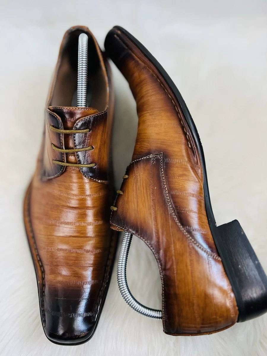 Belvedere Studio Genuine Eel Skin Men\'s Dress shoes - 14D  Brown‎ New In Box!! eel skin shoes products for sale | eBay main image 4