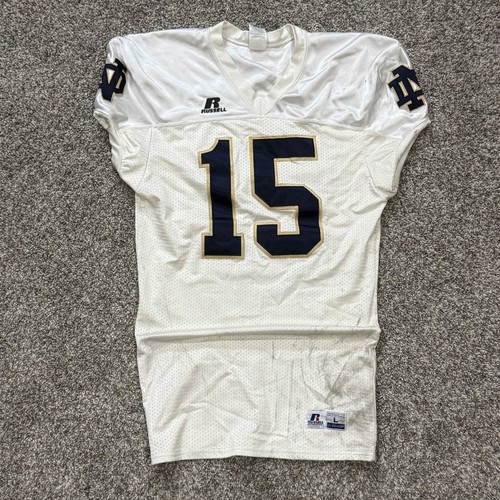 GAME WORN Notre Dame Fighting Irish #15 Football Jersey Mens Large White Russell