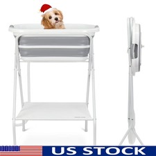 Portable Elevated Dog Bathtub W/ Foldable Design Easy Bathing  Grooming New