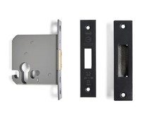 Euro Profile Deadlock - UKCA/CE Certified - Fire Tested - 76mm - Matte Black