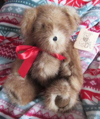 VINTAGE REAL FUR TEDDY BEAR ARTIST M ELLIS OOAK SOFT MINK DOLL HONEY CARMEL 8''