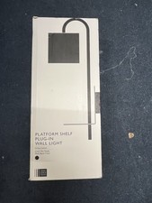John Lewis Platform Shelf Plug-In Wall Light - Matt Black & Linen -