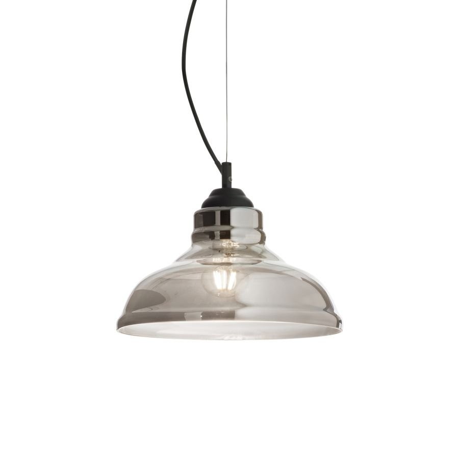 Lampadario Moderno Ideal Lux BISTRO' SP1 Vetro Fumè 28cm Sospensione
