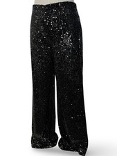 Alice + Olivia Black Wide Leg Sequin Pants Size 8