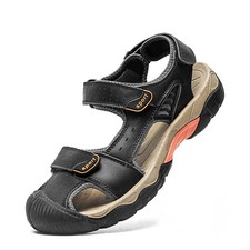 Summer Men's Genuine Leather Sandals Breathable Outdoor Beach Shoes Plus Size