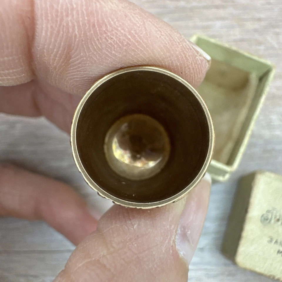 古董 9 K 金色顶针 7 码带皮带图案 — 第 4/4 张图片