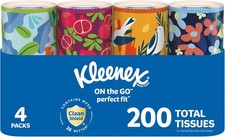 Kleenex Perfect Fit Facial Tissues, 4 Cannisters, 50 Tissues per Can, 2-Ply 200