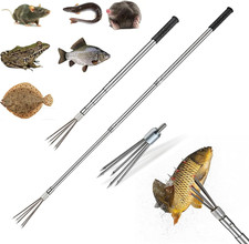 Frog Gigging Fishing Spear & Frog Gig,Stainless Steel Frog Gig Gaff with Long Pole