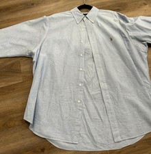 Ralph Lauren Classic Fit Light Blue Button-Down Cotton Shirt 17 1/2 Long Sleeve