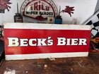 Vintage, original BECKS Bier (Beer) metal sign, 1970's, 28"x12"