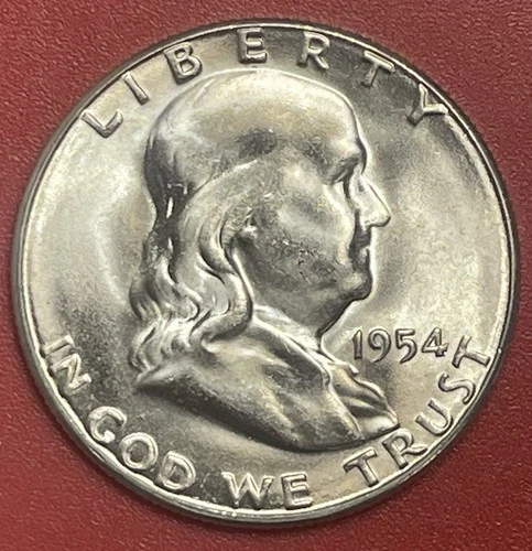 1954 S Franklin Silver Half Dollar, Gem Uncirculated.