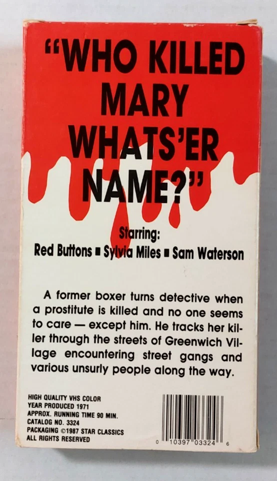 Who Killed Mary What's 'er Name? VHS Red Buttons Rare Crime Thriller - Image 2 of 3