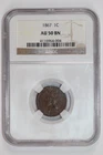 1867 INDIAN HEAD CENT NGC AU50 BN