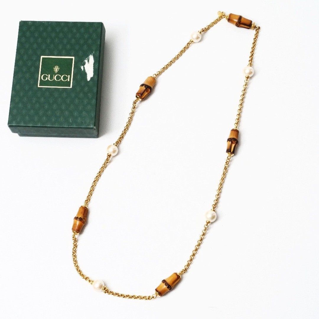 アクセサリー Vintage Gucci Tassel Bamboo Necklace Gucci Vintage Necklace Bamboo Pearl Gold Old Made In Italy Length