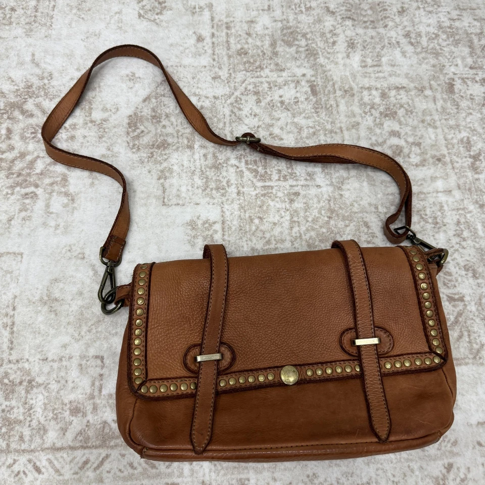 Sundance Crossbody Bag Womens Leather Studded Flap Purse Made in Italy Boho - Image 3 of 4