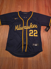 Milwaukee Brewers Christian Yelich 22 Navy Blue Stitched Baseball Jersey New