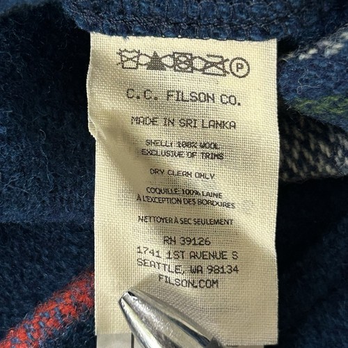 Filson Shirt Mena Extra Large Wool Jac Heavy Flannel Shacket Cobalt Plaid VTG - Picture 4 of 14