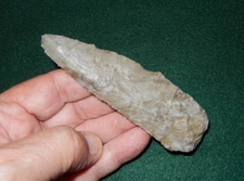 PROUDLY DISPLAY THIS VERY PRETTY EARLY ARCHAIC KNIFE  HARDIN COUNTY, OHIO   C974