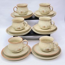 Denby Daybreak Stoneware Tea Trio Cup Saucer Plate Vintage Floral Beige