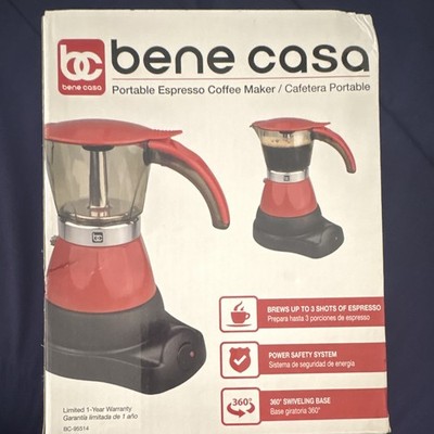 Bene Casa BC-95514 Portable Espresso Machine 3-Shot 3 Bar 360W Red/Black