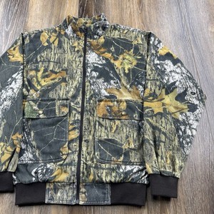 Vintage Cabelas Camo Jacket Mens M Mossy Oak Break Up Lightweight Bomber FLAWS