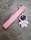 Cute 3D Cartoon Astronaut Keychain Cosmonaut Keyring girl pink travel space  — photo 1