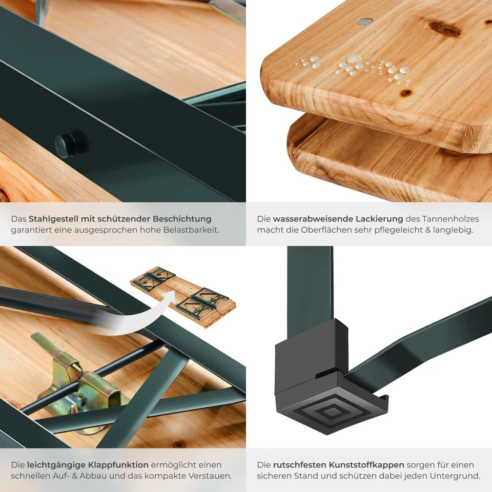 Biergartengarnitur klappbar Bierbank Tannenholz Festzeltgarnitur Biergarnitur - Bild 4 von 4