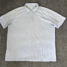Tommy Bahama Polo Shirt Mens Large Gray Floral Pima Cotton Marlin Logo Golf
