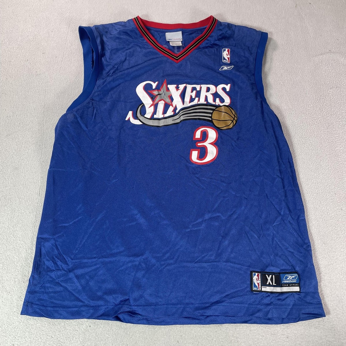 Philadelphia 76ers Allen Iverson Jersey 3 Mens XL Blue NBA