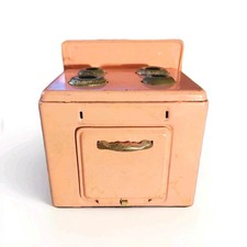 Vintage 1950s Tin Toy Kitchen Range Stove Oven Pink Japan Alps Mid Century Litho