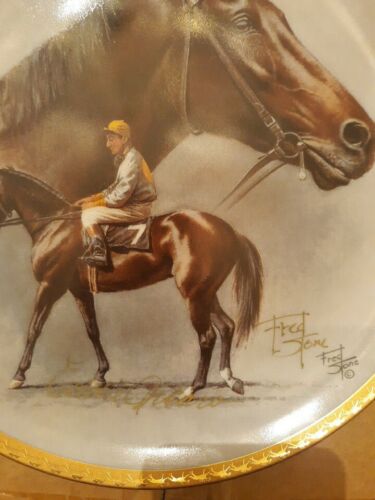 Eddie Arcaro & Fred Stone DUAL SIGNED KELSO PLATE AUTHENTIC COA AUTOGRAPH Jockey - Picture 2 of 4
