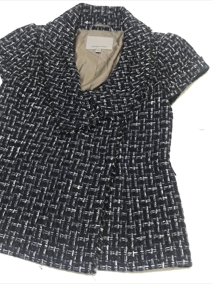 Classiques Entier Blazer XS 码女士蓝色白色帽袖 3627 — 第 3/4 张图片