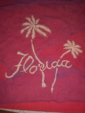 Vintage Florida Palm Tree Swordfish Silk Rayon Scarf Purple See Thru MCM 50-60's