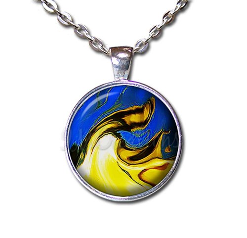 Flame Abstract Pattern Style - Handmade ROUND Glass Pendant Necklaces - Picture 7 of 10