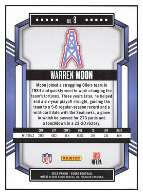 2023 Panini Score Stars Warren Moon #8 #31/299 Houston Oilers | eBay