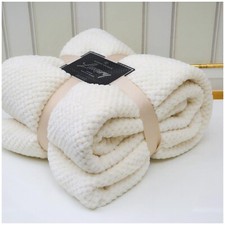 LUXURY POPCORN WAFFLE BLANKET FLEECE TRAVEL THROW SOFA BED WARM COSY EXTRA LARGE