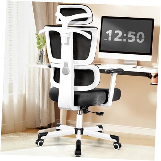 Office Chair Ergonomic Desk Chair, High Back Computer Gaming Chair, White