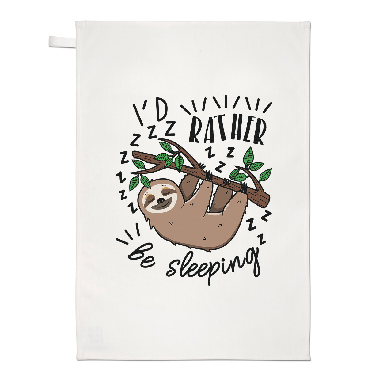 I'd Rather Be Sleeping Sloth Tea Towel Dish Cloth Funny Joke Animal Lazy